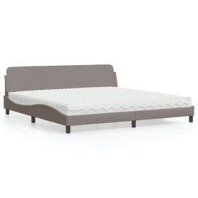 vidaXL Bett mit Matratze Taupe 200x200 cm Stoff