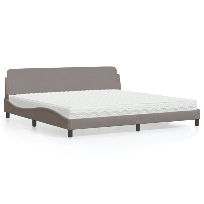 vidaXL Bett mit Matratze Taupe 200x200 cm Stoff vidaXL Bett mit Matratze Taupe 200x200 cm Stoff
