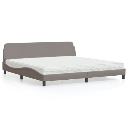 vidaXL Bett mit Matratze Taupe 200x200 cm Stoff