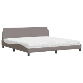 vidaXL Bett mit Matratze Taupe 200x200 cm Stoff