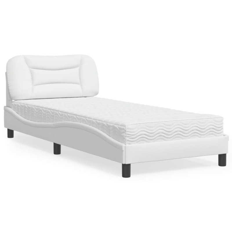 vidaXL Bett mit Matratze Weiß 80x200 cm Kunstleder vidaXL Bett mit Matratze Weiß 80x200 cm Kunstleder