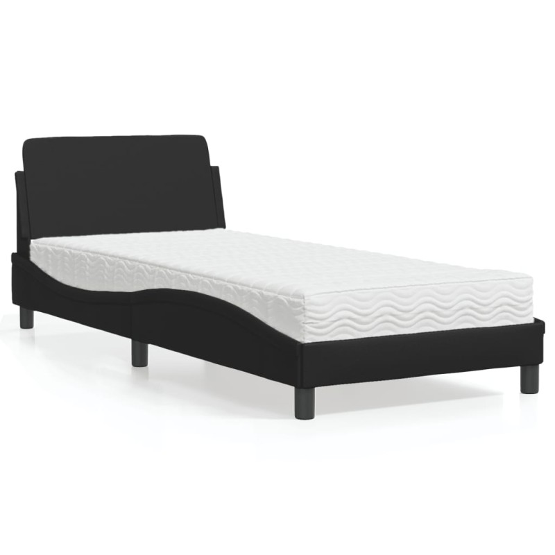 vidaXL Bett mit Matratze Schwarz 80x200 cm Kunstleder vidaXL Bett mit Matratze Schwarz 80x200 cm Kunstleder