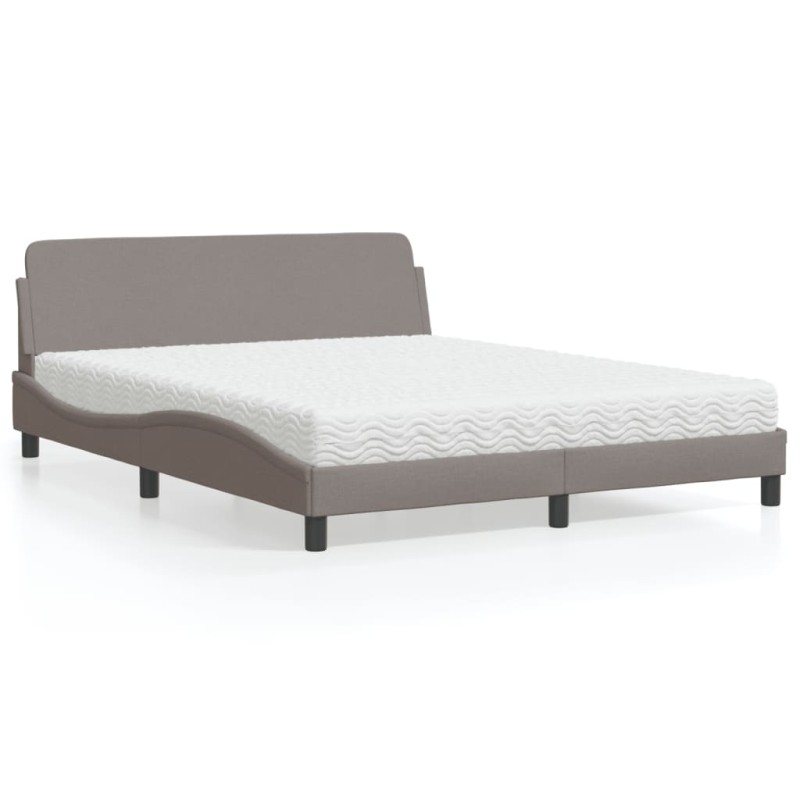 vidaXL Bett mit Matratze Taupe 160x200 cm Stoff vidaXL Bett mit Matratze Taupe 160x200 cm Stoff