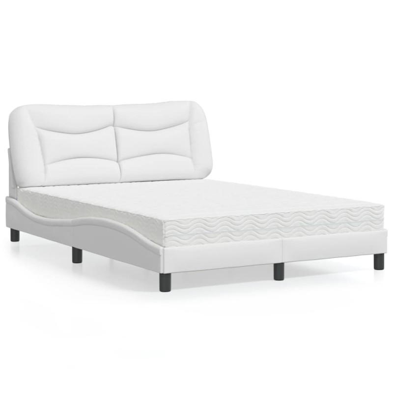 vidaXL Bett mit Matratze Weiß 140x200 cm Kunstleder vidaXL Bett mit Matratze Weiß 140x200 cm Kunstleder