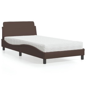 vidaXL Bett mit Matratze Braun 100x200 cm Kunstleder
