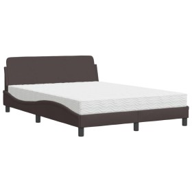 vidaXL Bett mit Matratze Dunkelbraun 120x200 cm Stoff
