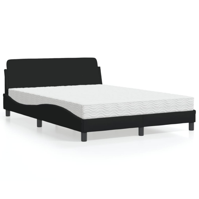 vidaXL Bett mit Matratze Schwarz 140x190 cm Stoff vidaXL Bett mit Matratze Schwarz 140x190 cm Stoff
