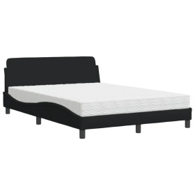 vidaXL Bett mit Matratze Schwarz 140x190 cm Stoff
