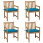 Gartenstühle 4 Stk. mit Hellblauen Kissen Massivholz Teak Gartenstühle 4 Stk. mit Hellblauen Kissen Massivholz Teak