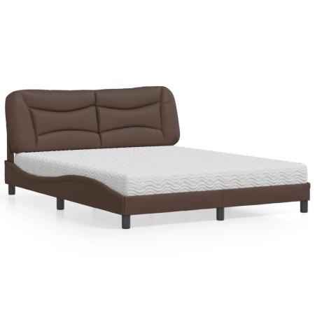 vidaXL Bett mit Matratze Braun 160x200 cm Kunstleder