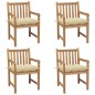 Gartenstühle 4 Stk. mit Cremeweißen Kissen Massivholz Teak Gartenstühle 4 Stk. mit Cremeweißen Kissen Massivholz Teak