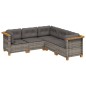 vidaXL 5-tlg. Garten-Sofagarnitur mit Kissen Grau Poly Rattan vidaXL 5-tlg. Garten-Sofagarnitur mit Kissen Grau Poly Rattan