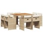 vidaXL 9-tlg. Garten-Essgruppe mit Kissen Beige Poly Rattan vidaXL 9-tlg. Garten-Essgruppe mit Kissen Beige Poly Rattan