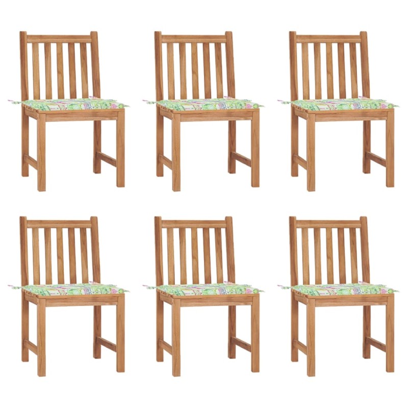 Gartenstühle 6 Stk. mit Kissen Massivholz Teak Gartenstühle 6 Stk. mit Kissen Massivholz Teak