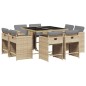 vidaXL 9-tlg. Garten-Essgruppe mit Kissen Beigemischung Poly Rattan vidaXL 9-tlg. Garten-Essgruppe mit Kissen Beigemischung Poly Rattan