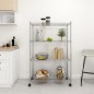 vidaXL Lagerregal mit 4 Böden und Rollen 90x35x142 cm Chrome 200 kg vidaXL Lagerregal mit 4 Böden und Rollen 90x35x142 cm Chrome 200 kg