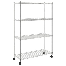 vidaXL Lagerregal mit 4 Böden und Rollen 90x35x142 cm Chrome 200 kg