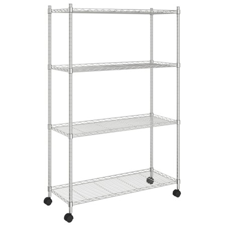 vidaXL Lagerregal mit 4 Böden und Rollen 90x35x142 cm Chrome 200 kg