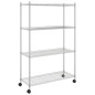 vidaXL Lagerregal mit 4 Böden und Rollen 90x35x142 cm Chrome 200 kg vidaXL Lagerregal mit 4 Böden und Rollen 90x35x142 cm Chrome 200 kg