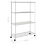 vidaXL Lagerregal mit 4 Böden und Rollen 90x35x142 cm Chrome 200 kg vidaXL Lagerregal mit 4 Böden und Rollen 90x35x142 cm Chrome 200 kg