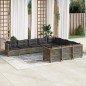 vidaXL 10-tlg. Garten-Sofagarnitur mit Kissen Grau Poly Rattan vidaXL 10-tlg. Garten-Sofagarnitur mit Kissen Grau Poly Rattan
