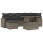 vidaXL 7-tlg. Garten-Sofagarnitur mit Kissen Grau Poly Rattan