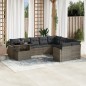 vidaXL 10-tlg. Garten-Sofagarnitur mit Kissen Grau Poly Rattan vidaXL 10-tlg. Garten-Sofagarnitur mit Kissen Grau Poly Rattan