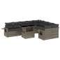 vidaXL 10-tlg. Garten-Sofagarnitur mit Kissen Grau Poly Rattan vidaXL 10-tlg. Garten-Sofagarnitur mit Kissen Grau Poly Rattan
