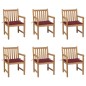 Gartenstühle 6 Stk. mit Weinroten Kissen Massivholz Teak Gartenstühle 6 Stk. mit Weinroten Kissen Massivholz Teak