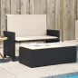 vidaXL Gartenbank mit Kissen und Hocker Schwarz Poly Rattan vidaXL Gartenbank mit Kissen und Hocker Schwarz Poly Rattan
