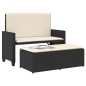 vidaXL Gartenbank mit Kissen und Hocker Schwarz Poly Rattan vidaXL Gartenbank mit Kissen und Hocker Schwarz Poly Rattan