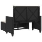 vidaXL Gartenbank mit Kissen und Hocker Schwarz Poly Rattan vidaXL Gartenbank mit Kissen und Hocker Schwarz Poly Rattan
