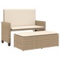 vidaXL Gartenbank mit Kissen und Hocker Beige Poly Rattan vidaXL Gartenbank mit Kissen und Hocker Beige Poly Rattan