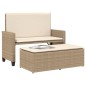 vidaXL Gartenbank mit Kissen und Hocker Beige Poly Rattan vidaXL Gartenbank mit Kissen und Hocker Beige Poly Rattan
