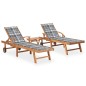 Sonnenliegen 2 Stk. mit Tisch und Auflagen Massivholz Teak Sonnenliegen 2 Stk. mit Tisch und Auflagen Massivholz Teak
