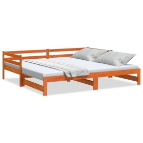 vidaXL Tagesbett Ausziehbar Wachsbraun 90x200 cm Massivholz Kiefer