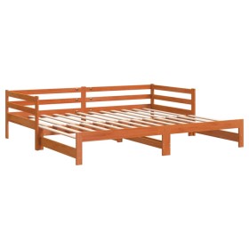 vidaXL Tagesbett Ausziehbar Wachsbraun 90x200 cm Massivholz Kiefer