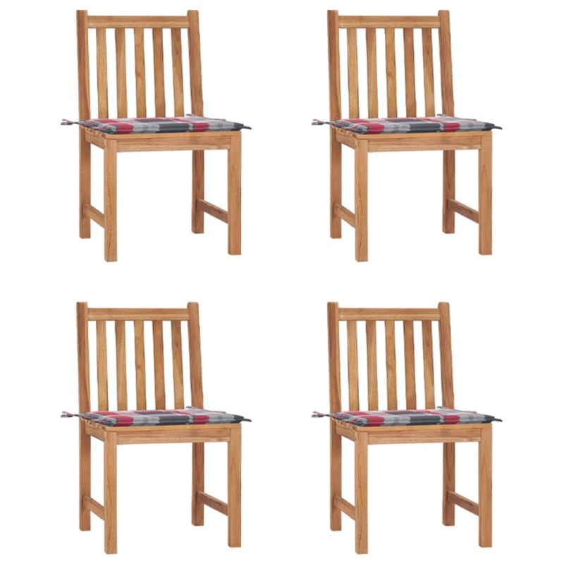 Gartenstühle 4 Stk. mit Kissen Massivholz Teak Gartenstühle 4 Stk. mit Kissen Massivholz Teak