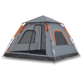 vidaXL Kuppel-Campingzelt 5 Personen Grau und Orange Quick Release