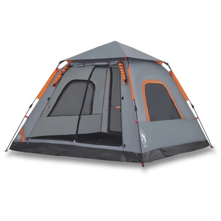 vidaXL Kuppel-Campingzelt 5 Personen Grau und Orange Quick Release