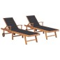 vidaXL Sonnenliegen 2 Stk. mit Auflagen Anthrazit Massivholz Teak vidaXL Sonnenliegen 2 Stk. mit Auflagen Anthrazit Massivholz Teak