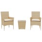 vidaXL 3-tlg. Bistro-Set mit Kissen Beige Poly Rattan und Glas vidaXL 3-tlg. Bistro-Set mit Kissen Beige Poly Rattan und Glas