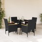 vidaXL 5-tlg. Garten-Essgruppe mit Kissen Schwarz Poly Rattan und Glas vidaXL 5-tlg. Garten-Essgruppe mit Kissen Schwarz Poly Rattan und Glas