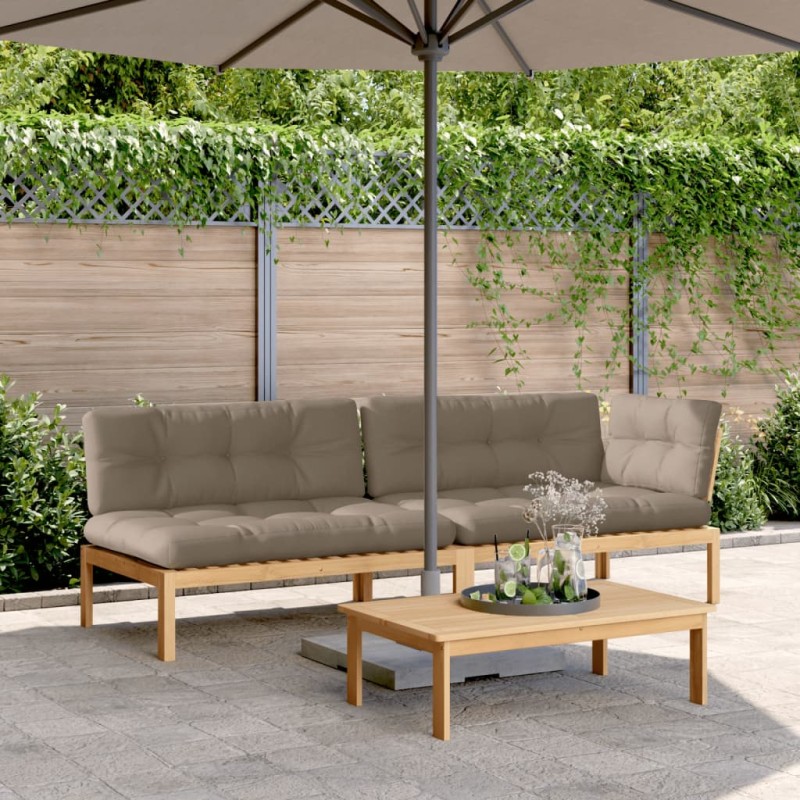 vidaXL 3-tlg. Garten-Sofagarnitur aus Paletten mit Kissen Akazienholz vidaXL 3-tlg. Garten-Sofagarnitur aus Paletten mit Kissen Akazienholz