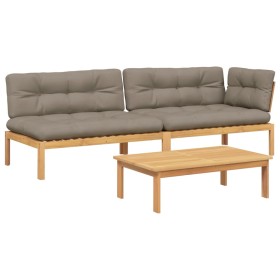 vidaXL 3-tlg. Garten-Sofagarnitur aus Paletten mit Kissen Akazienholz