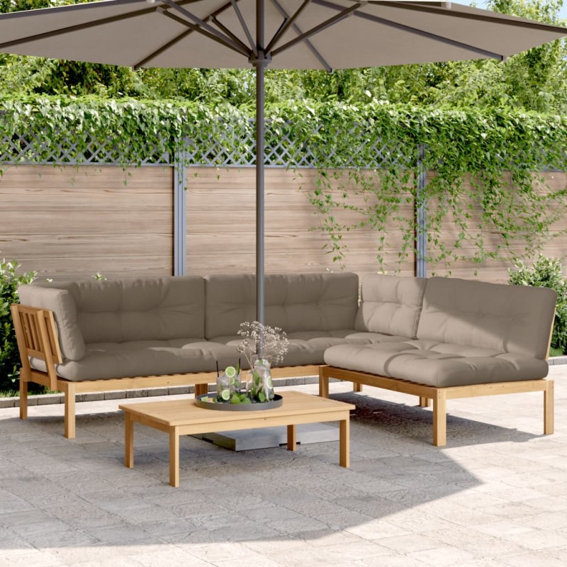 vidaXL 4-tlg. Garten-Sofagarnitur aus Paletten mit Kissen Akazienholz vidaXL 4-tlg. Garten-Sofagarnitur aus Paletten mit Kissen Akazienholz