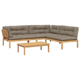 vidaXL 4-tlg. Garten-Sofagarnitur aus Paletten mit Kissen Akazienholz