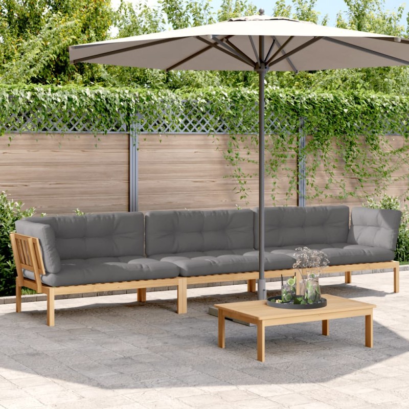 vidaXL 4-tlg. Garten-Sofagarnitur aus Paletten mit Kissen Akazienholz vidaXL 4-tlg. Garten-Sofagarnitur aus Paletten mit Kissen Akazienholz