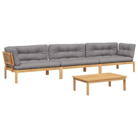vidaXL 4-tlg. Garten-Sofagarnitur aus Paletten mit Kissen Akazienholz