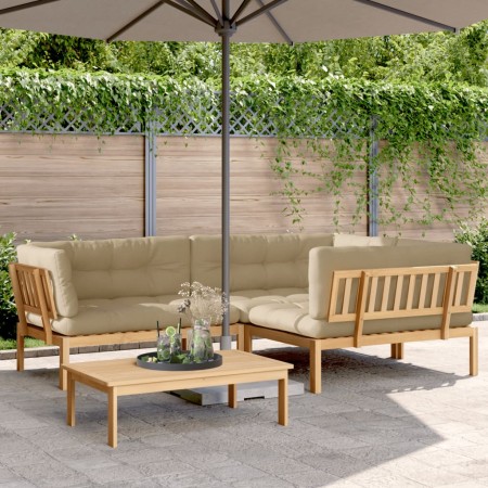 vidaXL 4-tlg. Garten-Sofagarnitur aus Paletten mit Kissen Akazienholz